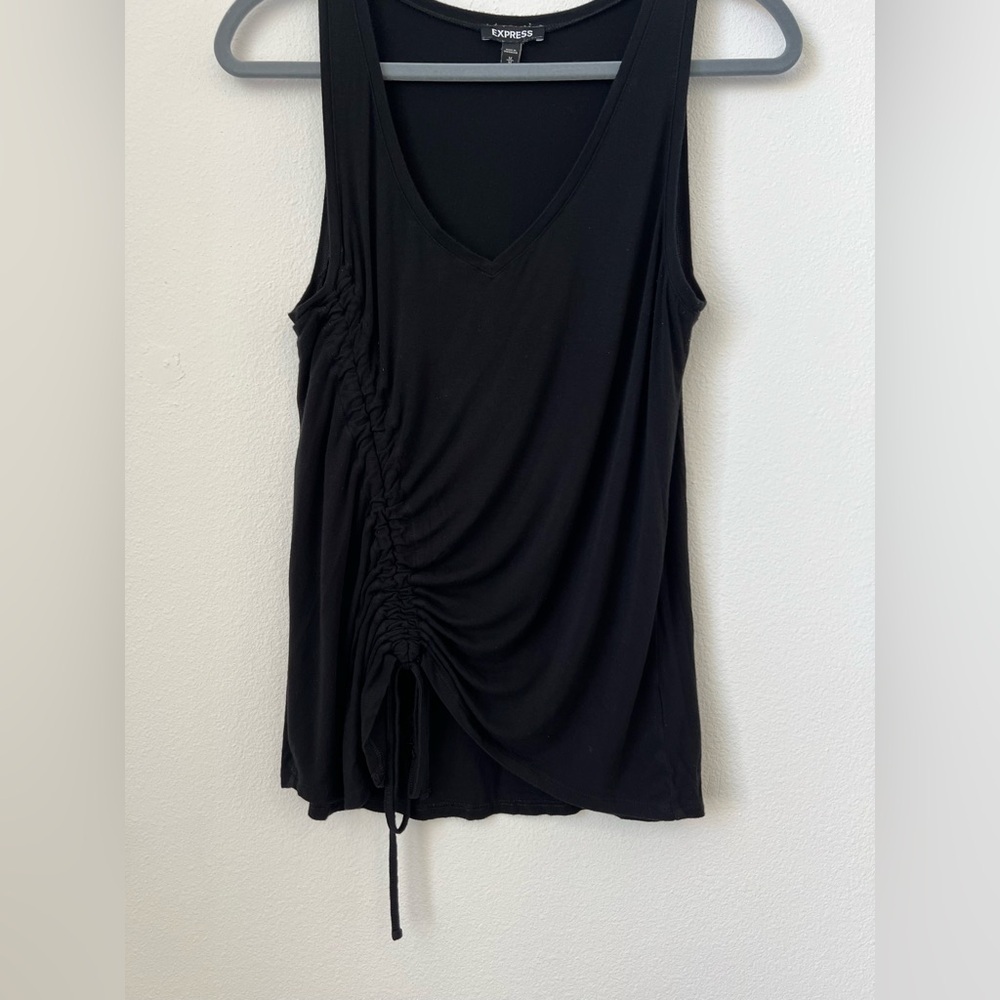 Express‎ V-Neck Crossover Ruched Tank black Size M (0478)